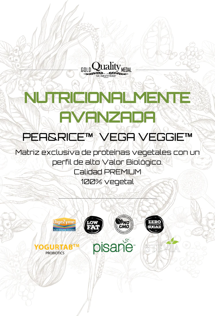 PEA & RICE VEGA VEGGIE. PROTEÍNA VEGETAL DOBLE CHOCOLATE BROWNIE ¡SÚPER PRECIO! - Imagen 2