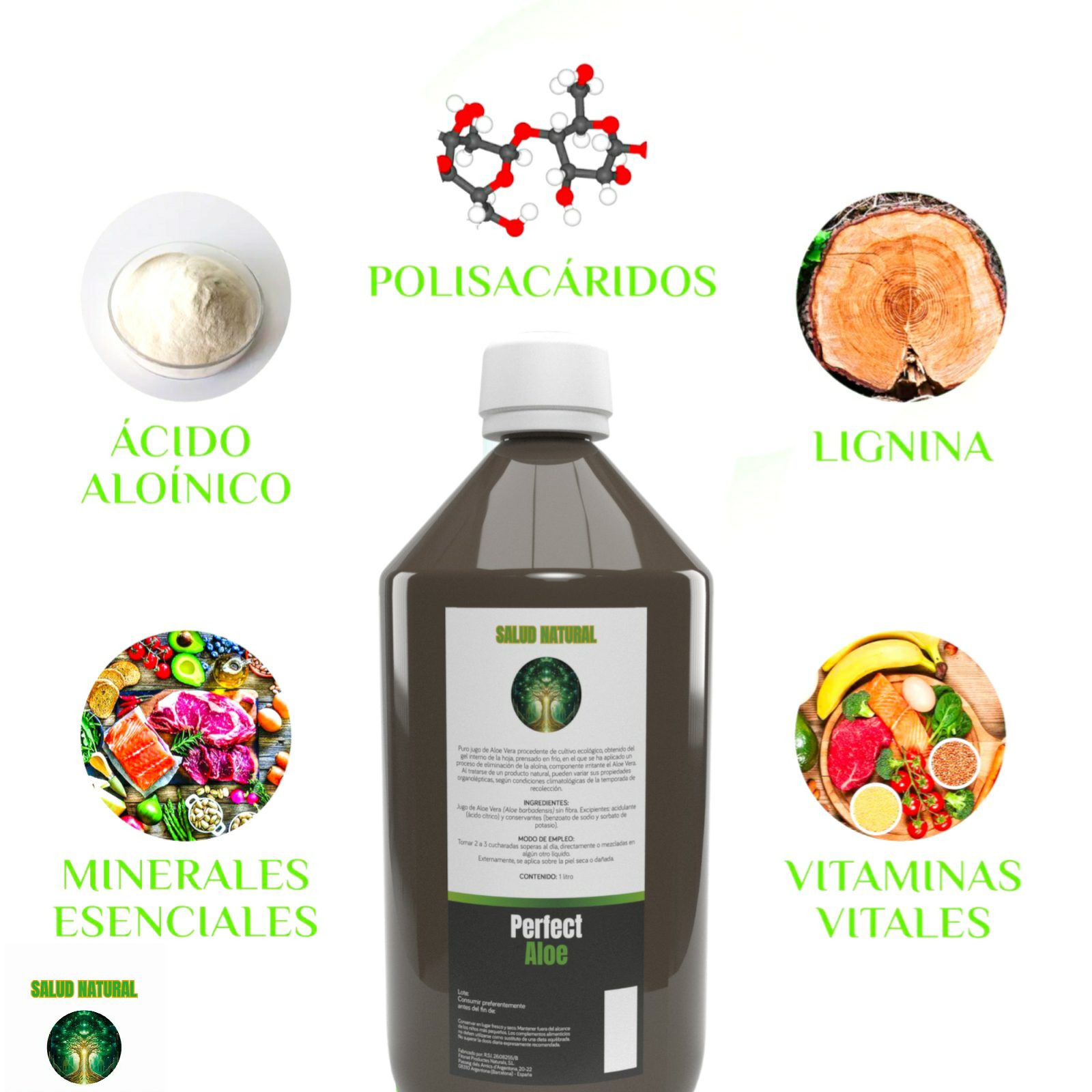 Jugo de Aloe ecológico Perfect Aloe Salud Natural 1000ml - Imagen 3