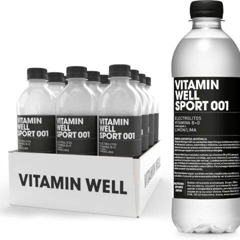 Vitamin Well - Electrolitos, Vitaminas B y D, Magnesio, Sabor Limón-Lima/Sport 001 (12 x 500ml)