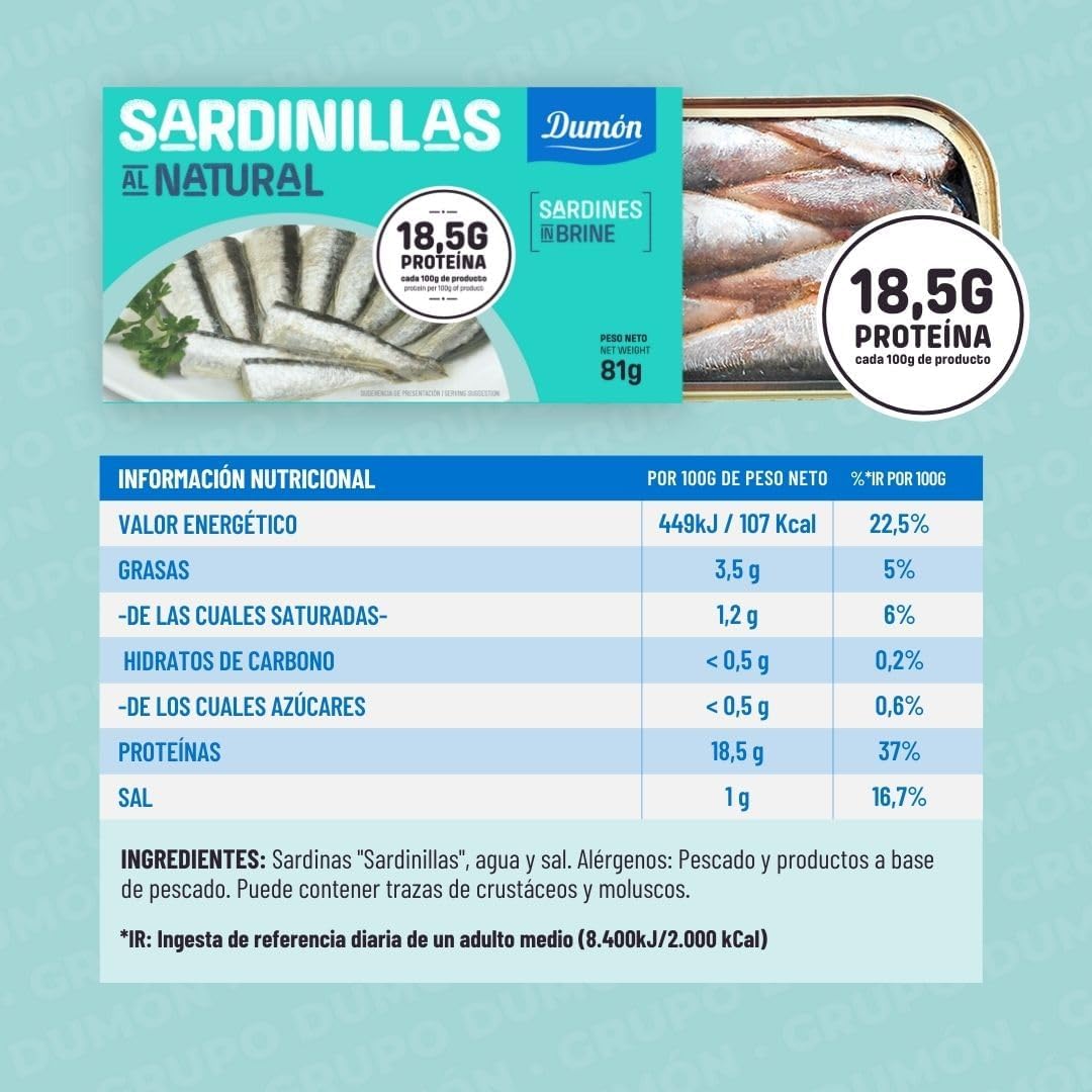 Sardinillas al Natural en Conserva 81GR Caja de 25 unidades - Imagen 2