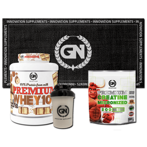 PACK GN: PREMIUM WHEY 2 KG + CREATINA MONOHIDRATO + SHAKER + TOALLA GN